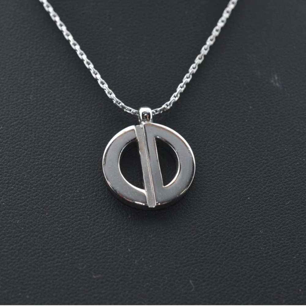 Christian Dior CD Silver Tone Pendant Necklace 14-16” - Picture 3 of 11